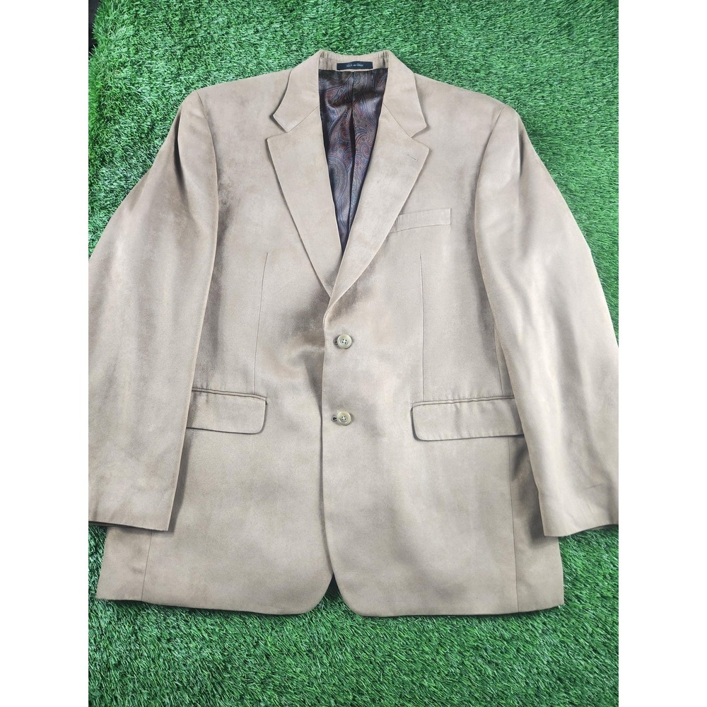 Lauren Ralph Lauren‎ Sport Coat Mens 42R Beige Faux Suede Blazer Jacket 2 Button